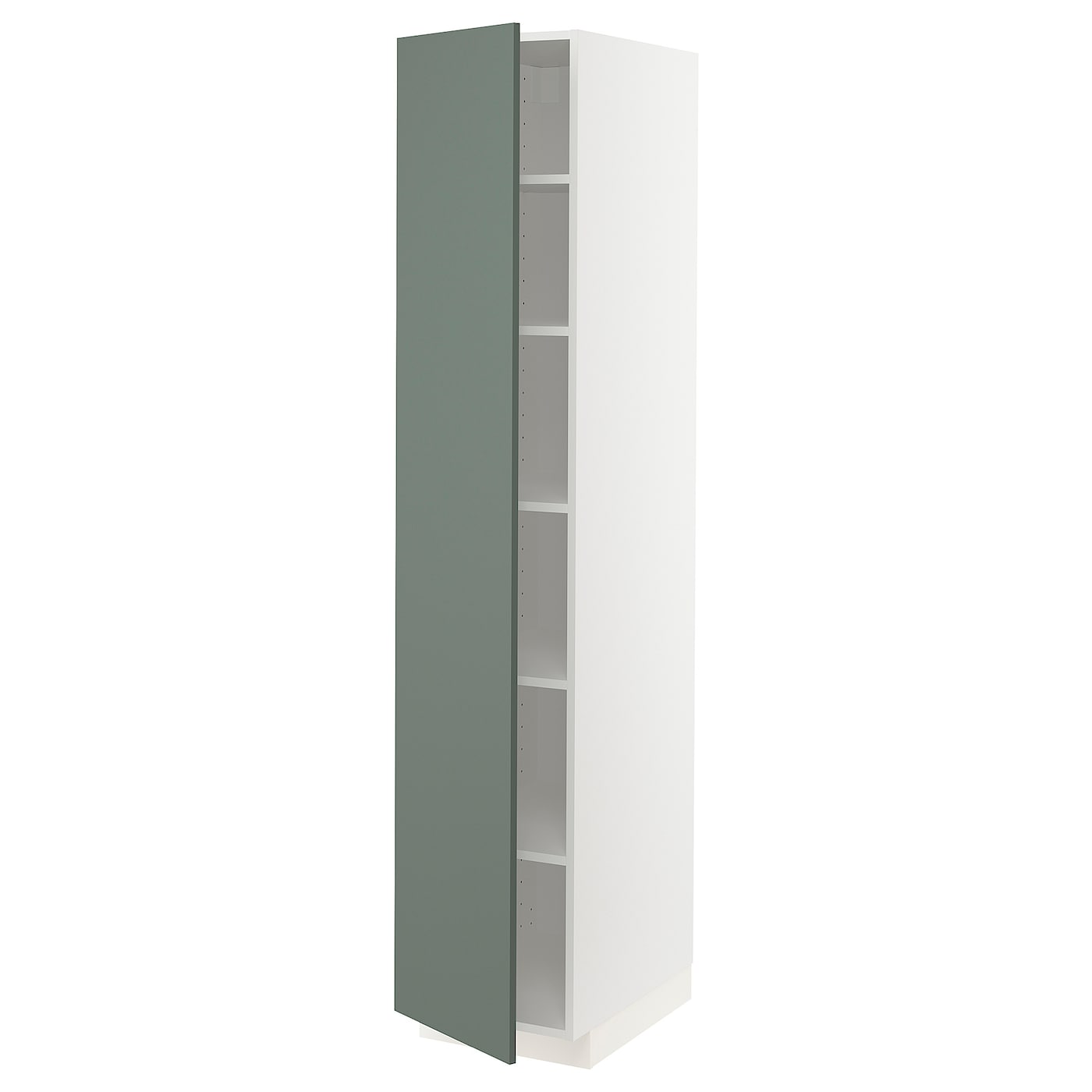 Высокий кухонный шкаф с полками - IKEA METOD/МЕТОД ИКЕА, 200х60х40 см, белый/серо-зеленый