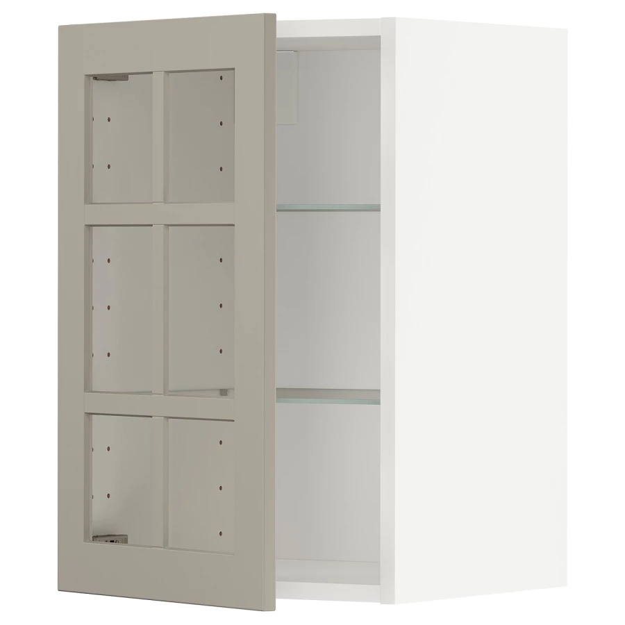 Шкаф со стеклянными дверцами  - METOD  IKEA/  МЕТОД ИКЕА, 60х40 см, белый/бежевый (изображение №1)