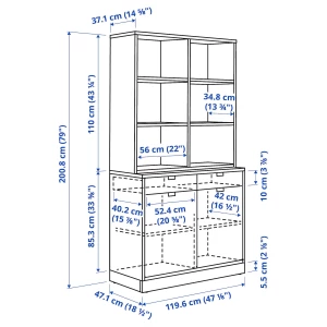 Второе фото. Книжный шкаф - TONSTAD IKEA/ ТОНСТАД ИКЕА, 120x47x201 см, кремовый/белый