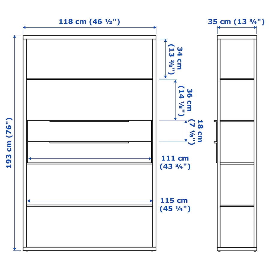 Книжный шкаф - FJÄLKINGE / FJАLKINGE  IKEA/ ФЬЕЛЬКИНГЕ  ИКЕА,   118х193 см,  белый (изображение №4)