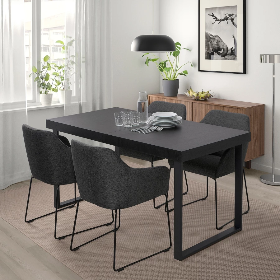 Раздвижной стол - IKEA TARSELE/ТАРСЕЛЬ ИКЕА, 150х80х77 см, чёрный (изображение №3)