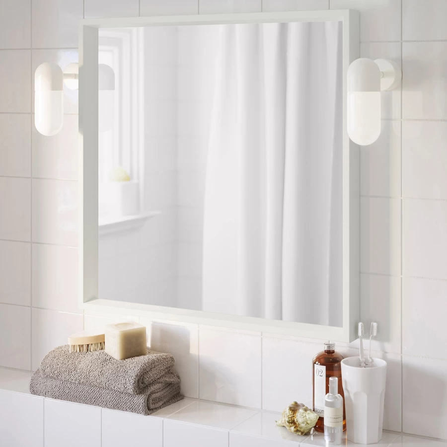 Зеркало - NISSEDAL IKEA/ НИССЕДАЛЬ ИКЕА, 65х65 см,  белый (изображение №2)