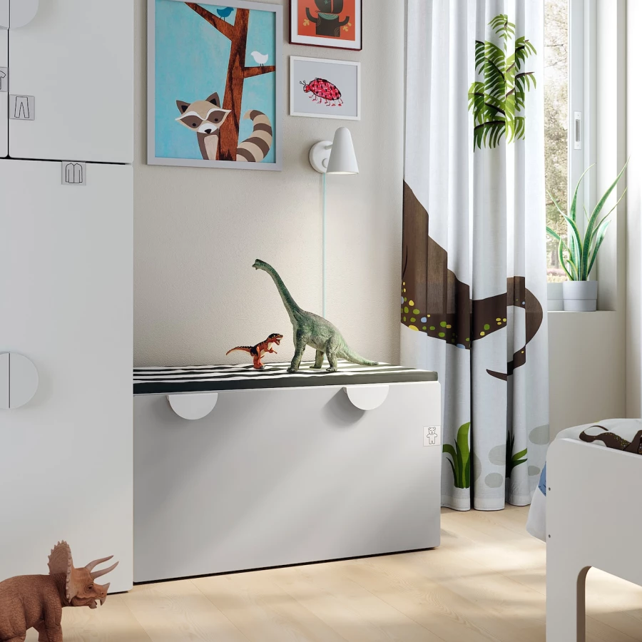 Шкаф детский - IKEA SMÅSTAD/SMASTAD, 90x50x48 см, серый/белый, СМОСТАД ИКЕА (изображение №2)
