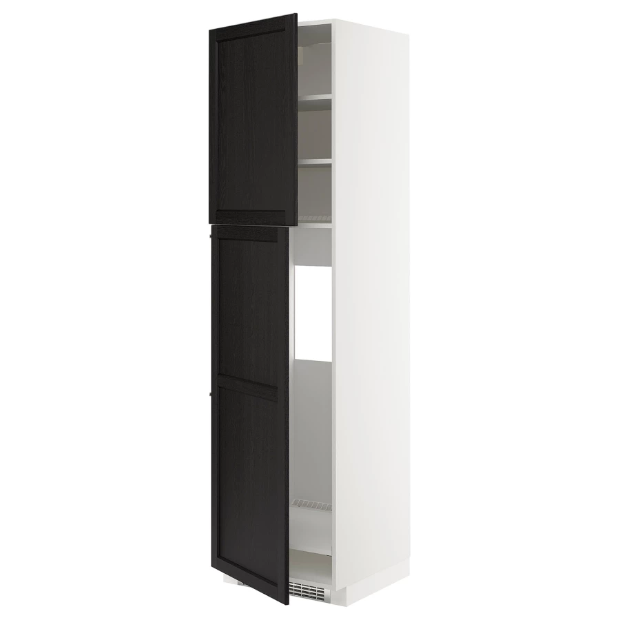 Высокий холодильный шкаф - IKEA METOD/МЕТОД ИКЕА, 60х60х220 см, черный/белый (изображение №1)