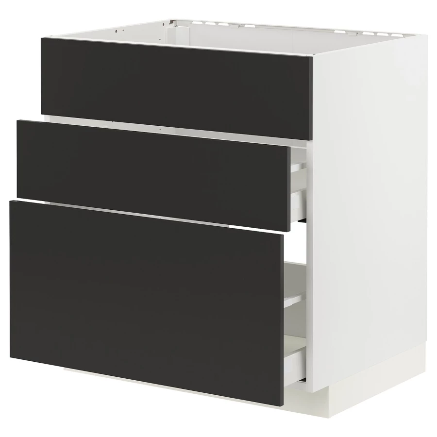 Напольный шкаф - METOD / MAXIMERA IKEA/ МЕТОД/ МАКСИМЕРА ИКЕА,  80х80 см, белый/черный (изображение №1)