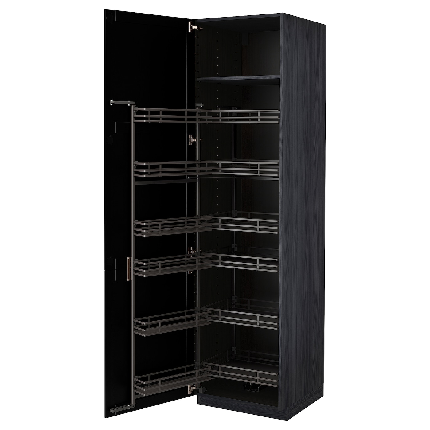 Высокий шкаф с выдвижной кладовой - IKEA METOD/МЕТОД ИКЕА, 60х60х220 см, черный