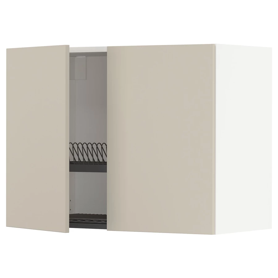 Навесной шкаф с сушилкой - METOD IKEA/ МЕТОД ИКЕА, 60х80 см, белый/бежевый (изображение №1)