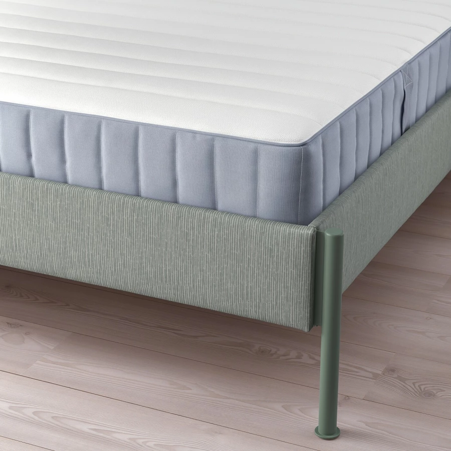 Каркас кровати мягкий с матрасом - IKEA TÄLLÅSEN/TALLASEN, 200х160 см, светло-зеленый, ТЭЛЛАСОН ИКЕА (изображение №3)