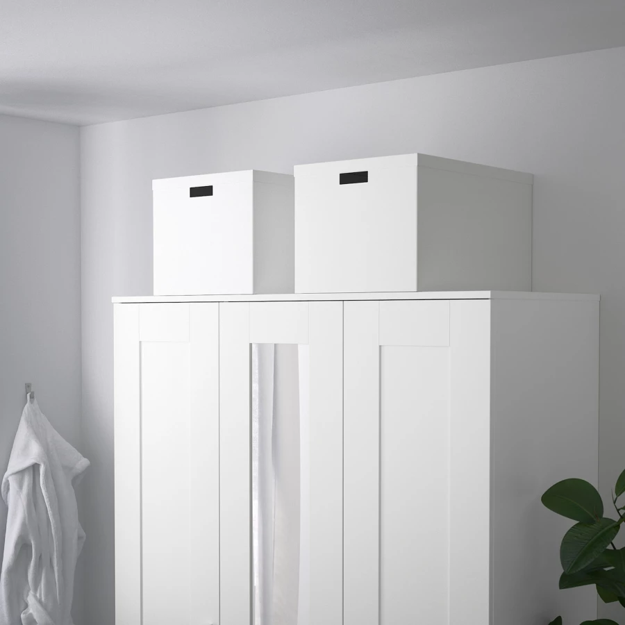 Коробка с крышкой - TJENA IKEA/ ТЬЕНА ИКЕА, 50х35х30 см,  белый (изображение №5)