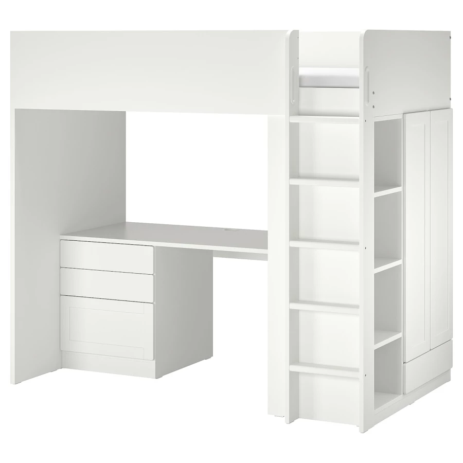 Кровать двухъярусная - IKEA SMÅSTAD/SMASTAD/СМОСТАД ИКЕА, 90х200 см, белый (изображение №1)