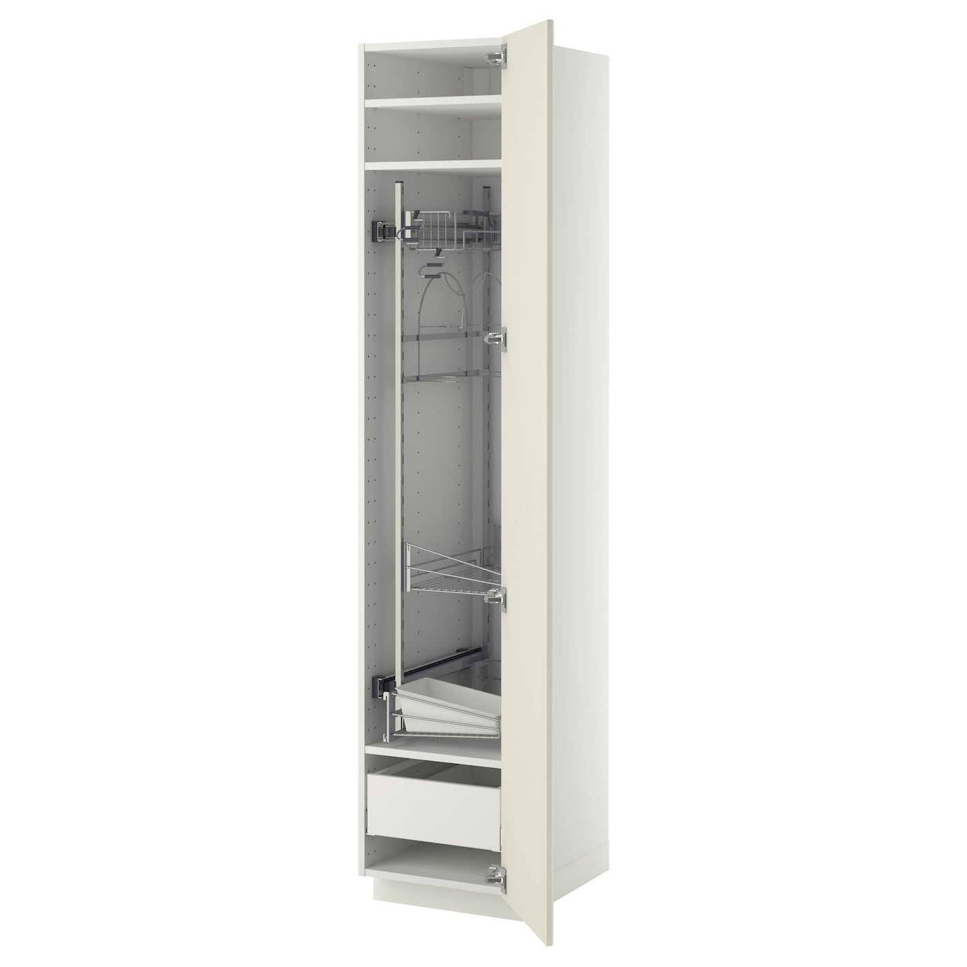 Высокий шкаф/бытовой - IKEA METOD/MAXIMERA/МЕТОД/МАКСИМЕРА ИКЕА, 200х60х40 см, белый/кремовый