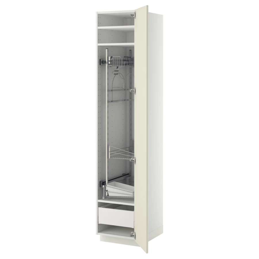 Высокий шкаф/бытовой - IKEA METOD/MAXIMERA/МЕТОД/МАКСИМЕРА ИКЕА, 200х60х40 см, белый/кремовый (изображение №1)