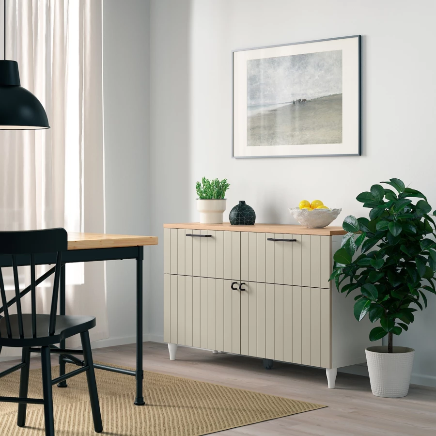 Комбинация для хранения - IKEA BESTÅ/BESTA, 120х42х76 см, белый/серо-бежевый, БЕСТО ИКЕА (изображение №2)