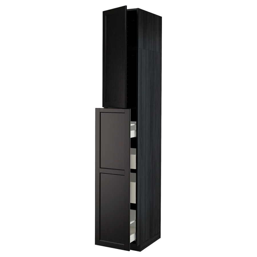 Высокий шкаф - IKEA METOD/MAXIMERA/МЕТОД/МАКСИМЕРА ИКЕА, 240х60х40 см, черный (изображение №1)