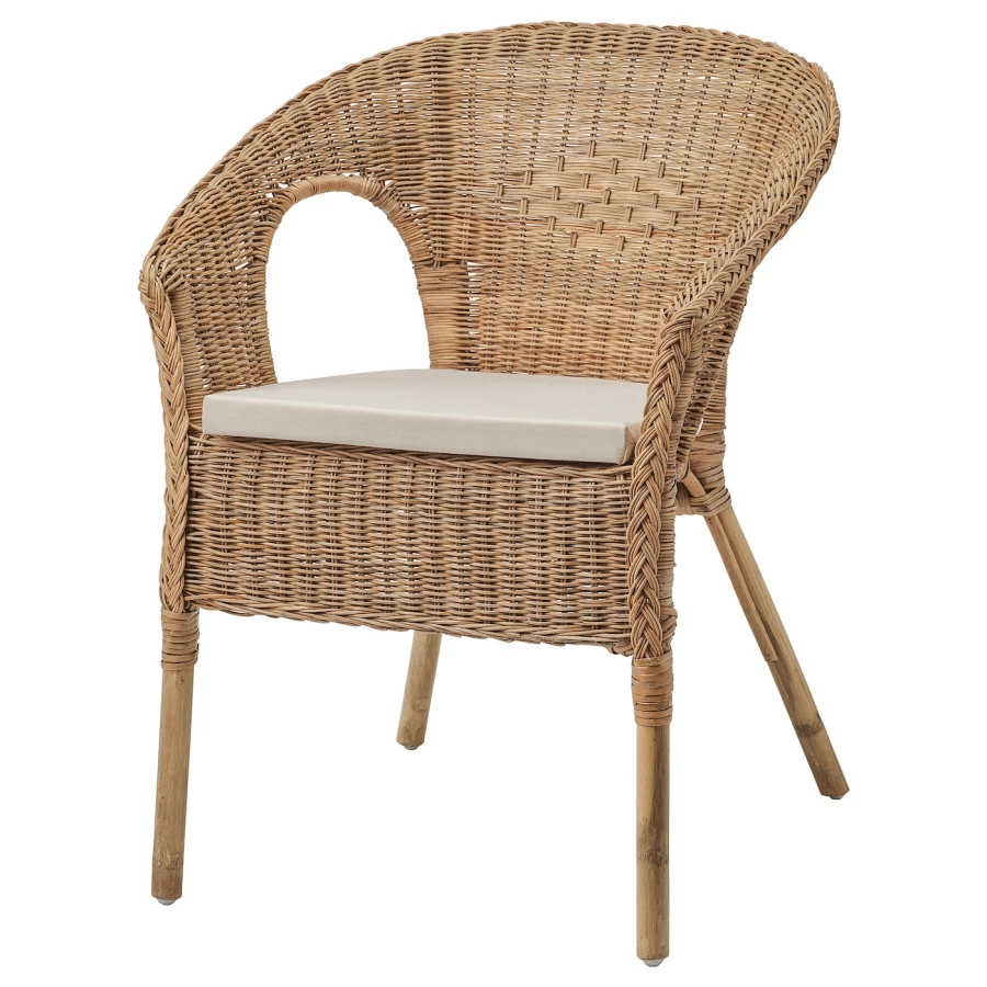 Кресло с подушкой-сиденьем - IKEA AGEN, 79х58 см, бежевый, АГЕН ИКЕА (изображение №1)