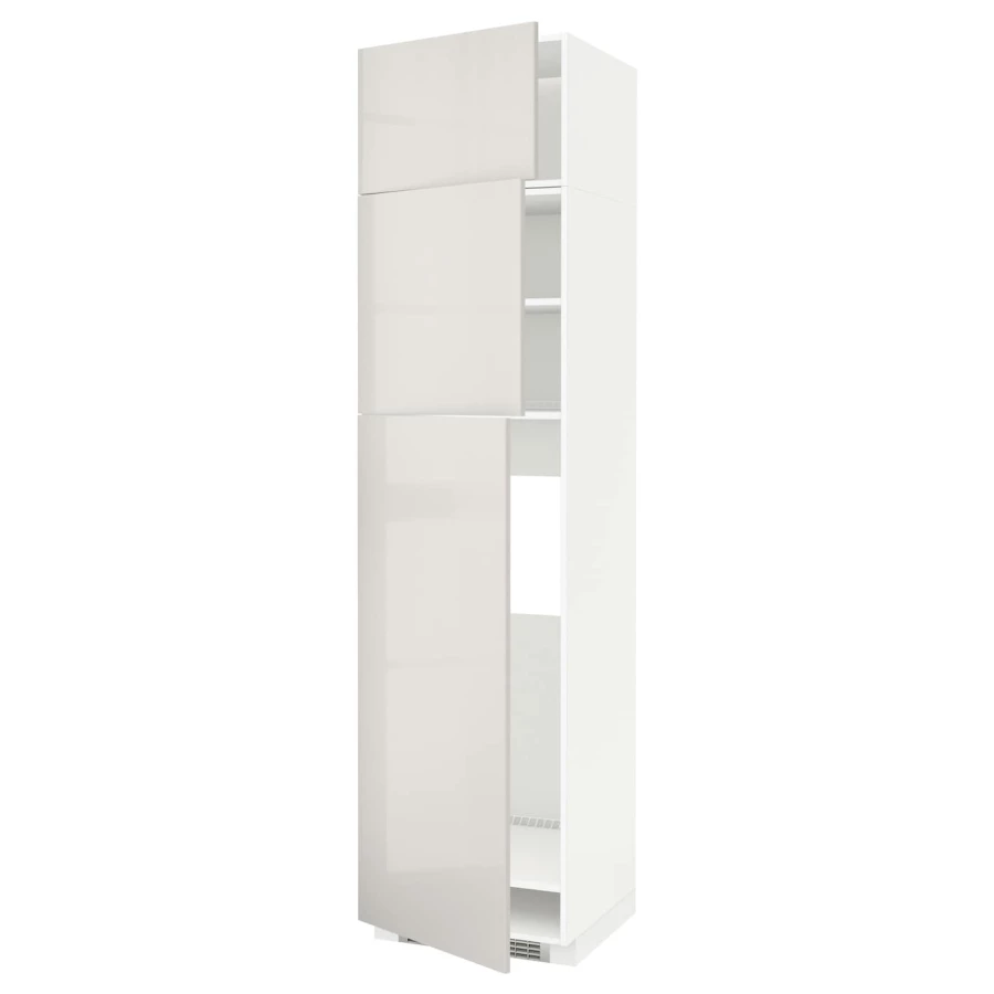 Высокий холодильный шкаф - IKEA METOD/МЕТОД ИКЕА, 60х60х240 см, светло-серый/белый глянцевый (изображение №1)
