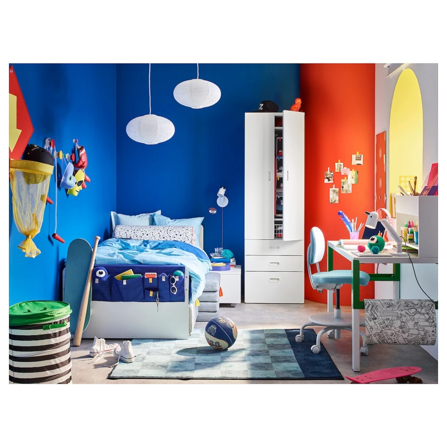 Каркас кровати с реечным дном - IKEA SLÄKT/LURÖY/SLAKT/LUROY, 200х90 см, белый, СЛЭКТ/ЛУРОЙ ИКЕА (изображение №2)