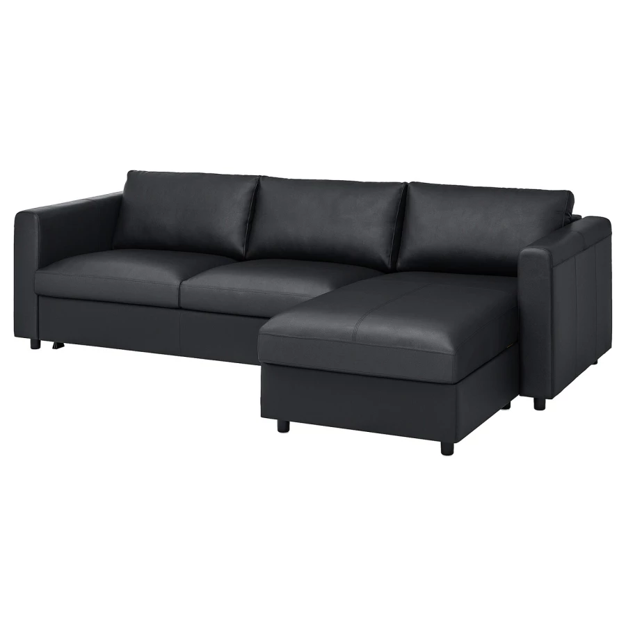 3-местный диван с шезлонгом - IKEA VIMLE, 271х98х83 см, черный, кожа, ВИМЛЕ ИКЕА (изображение №2)