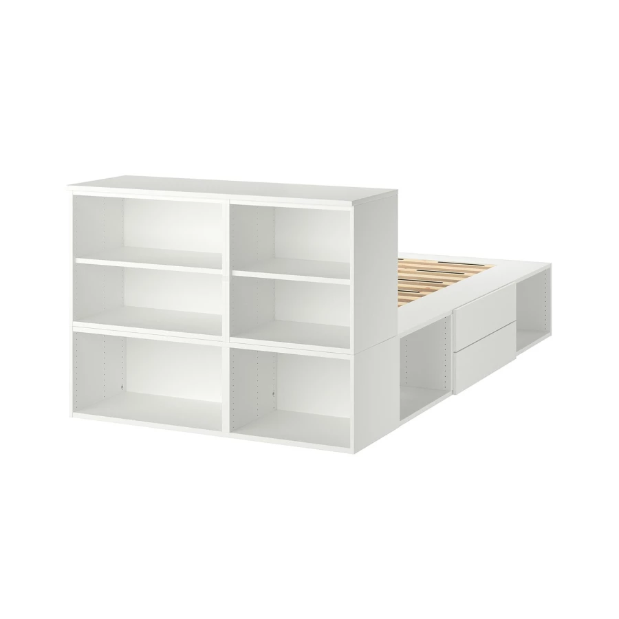 Каркас кровати с 2 ящиками - IKEA PLATSA, 200х140 см, белый, ПЛАТСА ИКЕА (изображение №2)