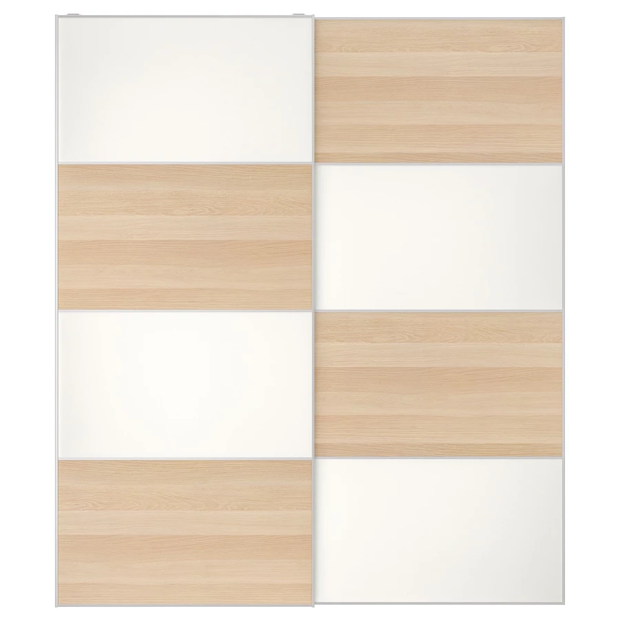 Пара раздвижных дверных рам - IKEA MEHAMN /МЕХАМН ИКЕА, 200х236 см, белый / бежевый (изображение №1)