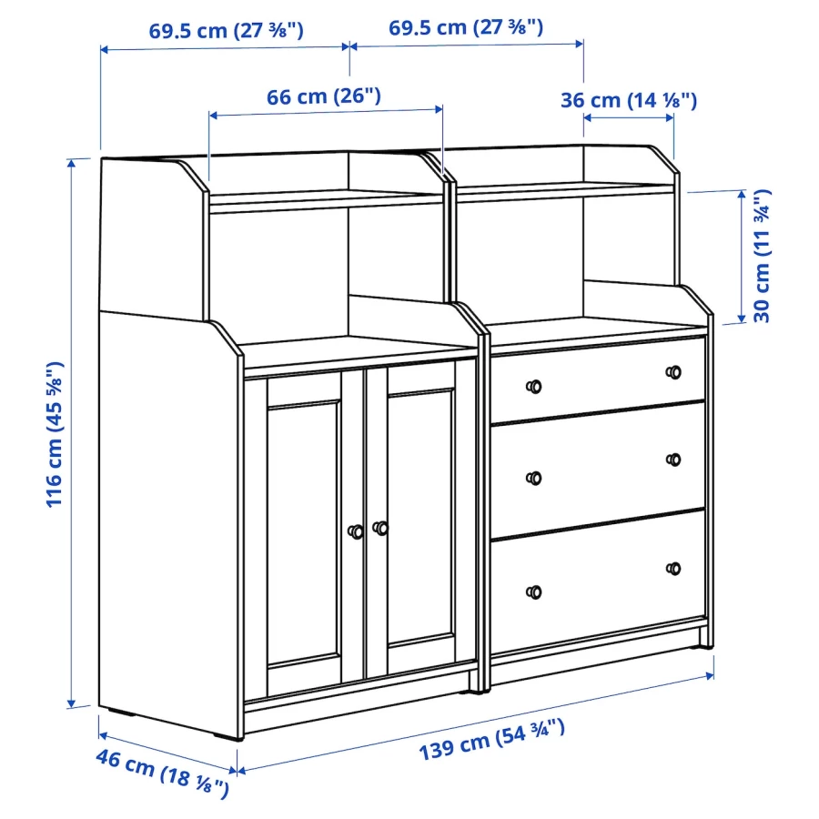 Шкаф - HAUGA IKEA/ХАУГА ИКЕА, 46х139х116 см, белый (изображение №6)
