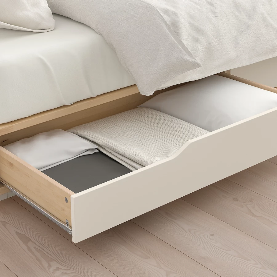 Основание двуспальной кровати с выдвижными ящиками - IKEA MANDAL, 200х160 см, береза/белый, МАНДАЛЬ ИКЕА (изображение №3)