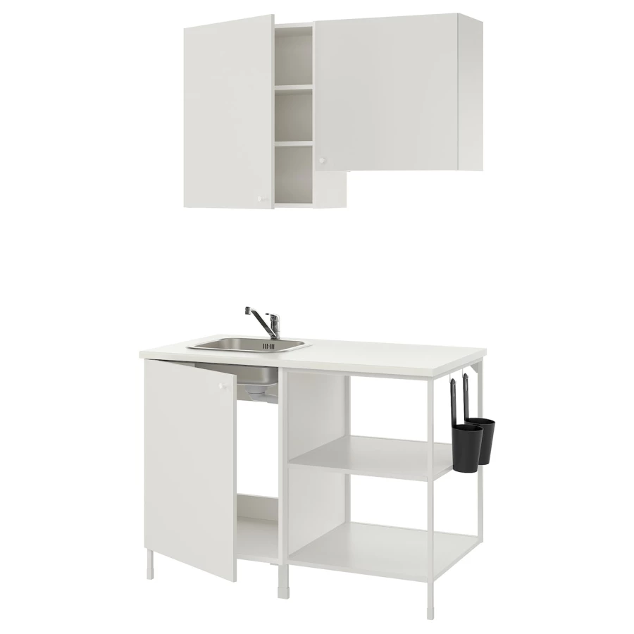 Кухонная комбинация для хранения - ENHET  IKEA/ ЭНХЕТ ИКЕА, 123х63,5х222 см, белый (изображение №1)