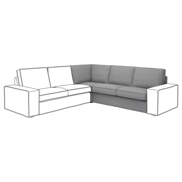 Чехол на угловой диван - KIVIK IKEA/ КИВИК ИКЕА,  серый