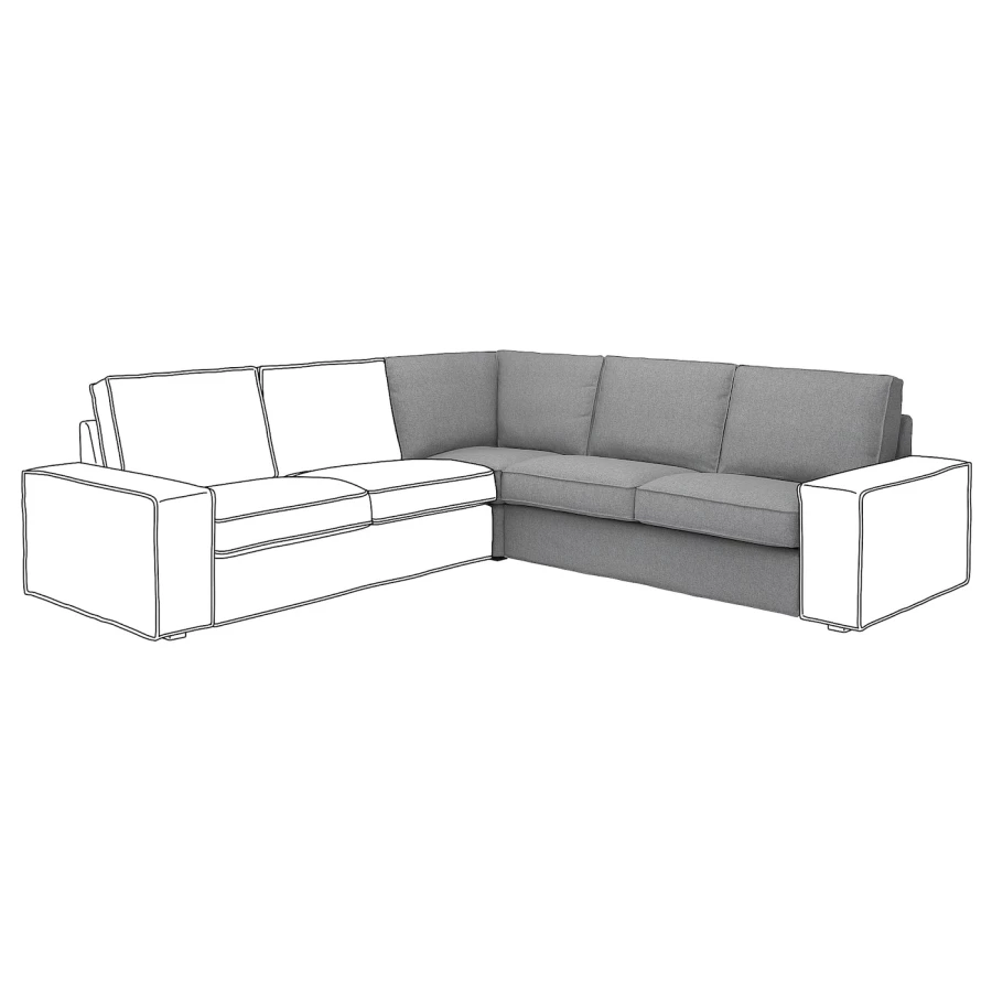 Чехол на угловой диван - KIVIK IKEA/ КИВИК ИКЕА,  серый (изображение №1)