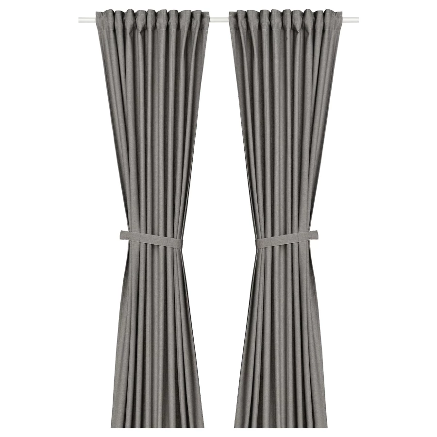 Штора, 2 шт. - IKEA LENDA, 300х140 см, темно-серый, ЛЕНДА ИКЕА (изображение №1)