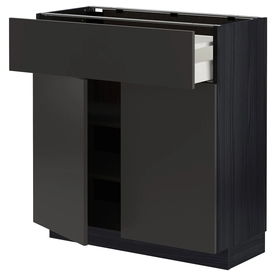 Напольный кухонный шкаф  - IKEA METOD MAXIMERA, 80x37x80см, черный, МЕТОД МАКСИМЕРА ИКЕА (изображение №1)
