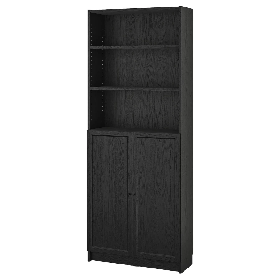 Книжный шкаф -  BILLY / OXBERG IKEA/ БИЛЛИ/ ОКСБЕРГ ИКЕА, 80х30х202 см,  черный (изображение №1)