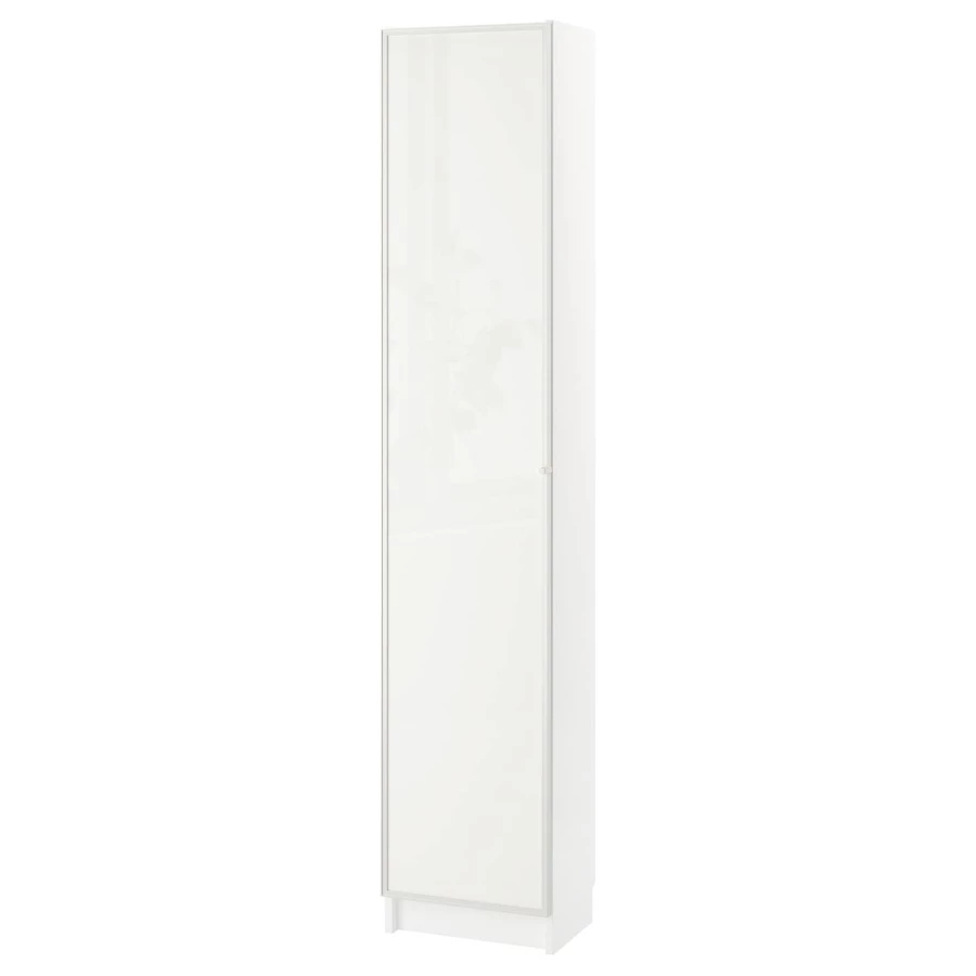 Книжный шкаф со стеклянной дверью - BILLY/HÖGBO IKEA/ БИЛЛИ/ХОГБО ИКЕА, 30х40х202 см, белый (изображение №1)