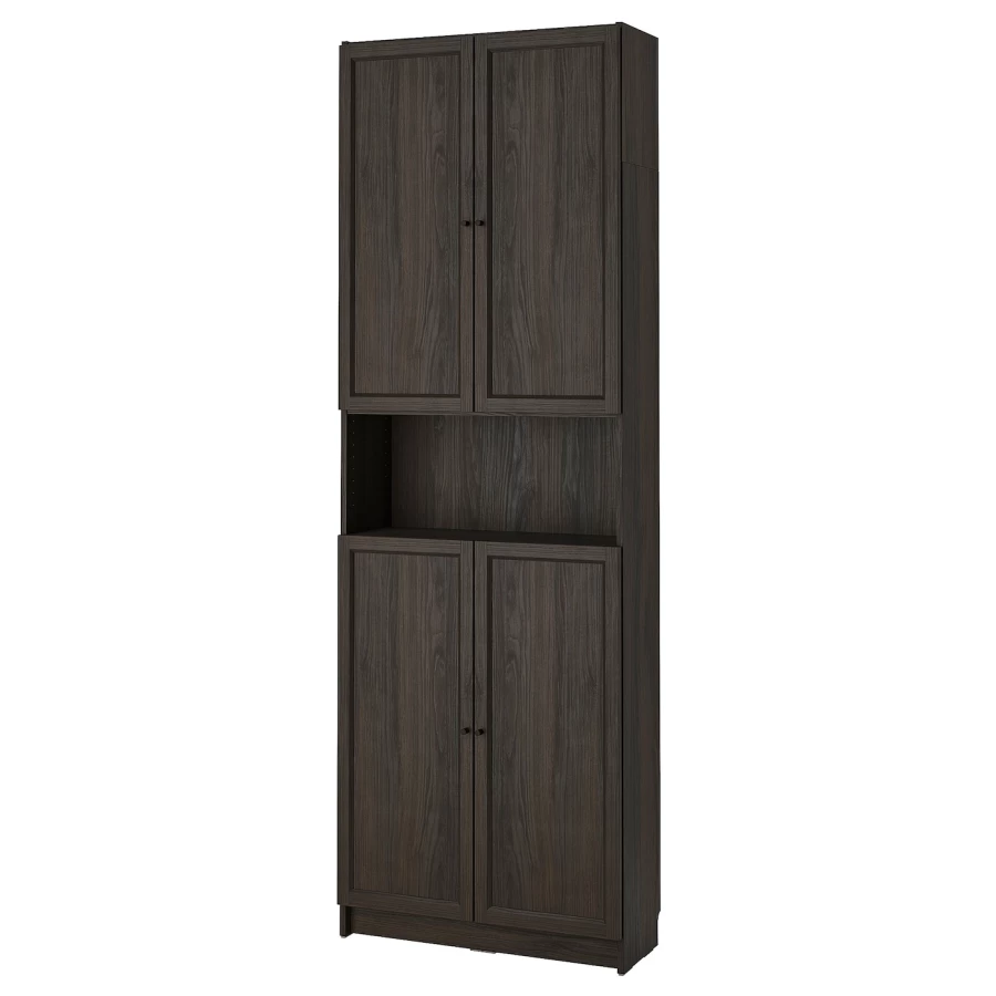 Книжный шкаф с дверцей - IKEA BILLY/OXBERG/БИЛЛИ/ОКСБЕРГ ИКЕА, 237х30х80 см, черный (изображение №1)