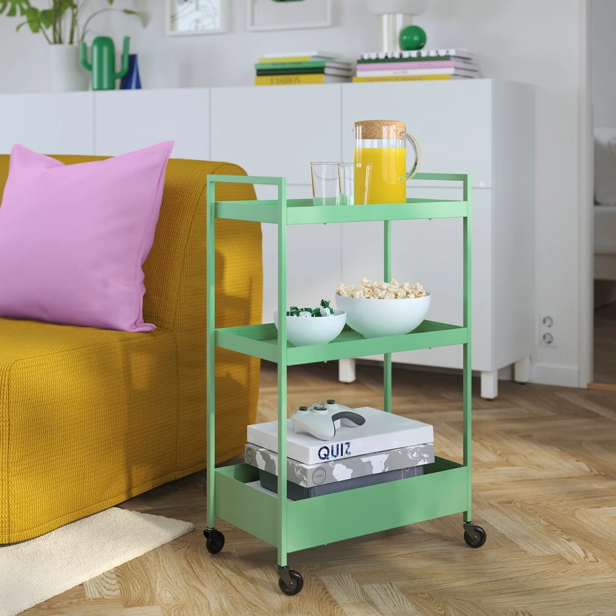 Тележка IKEA NISSAFORS/НИССАФОРС ИКЕА, 5х30х83 см, зеленый (изображение №2)
