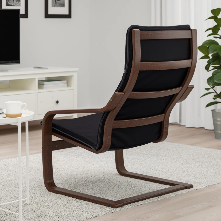 Кресло - IKEA POÄNG/POANG/ПОЭНГ ИКЕА, 68х82х100 см, чёрный (изображение №3)