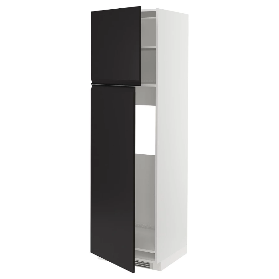 Кухонный шкаф-пенал - IKEA METOD/МЕТОД ИКЕА, 200х60х60 см, черный/белый (изображение №1)