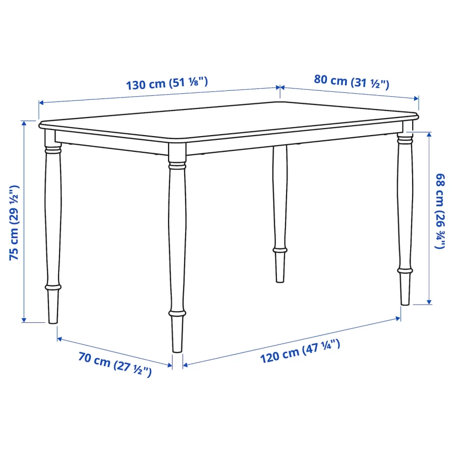 Стол и 4 стула - DANDERYD / EBBALYCKE IKEA/ ДАНДЭРЮД / ЭББАЛЮККЕ ИКЕА, 130х75/87х38  см, белый/ черный (изображение №7)