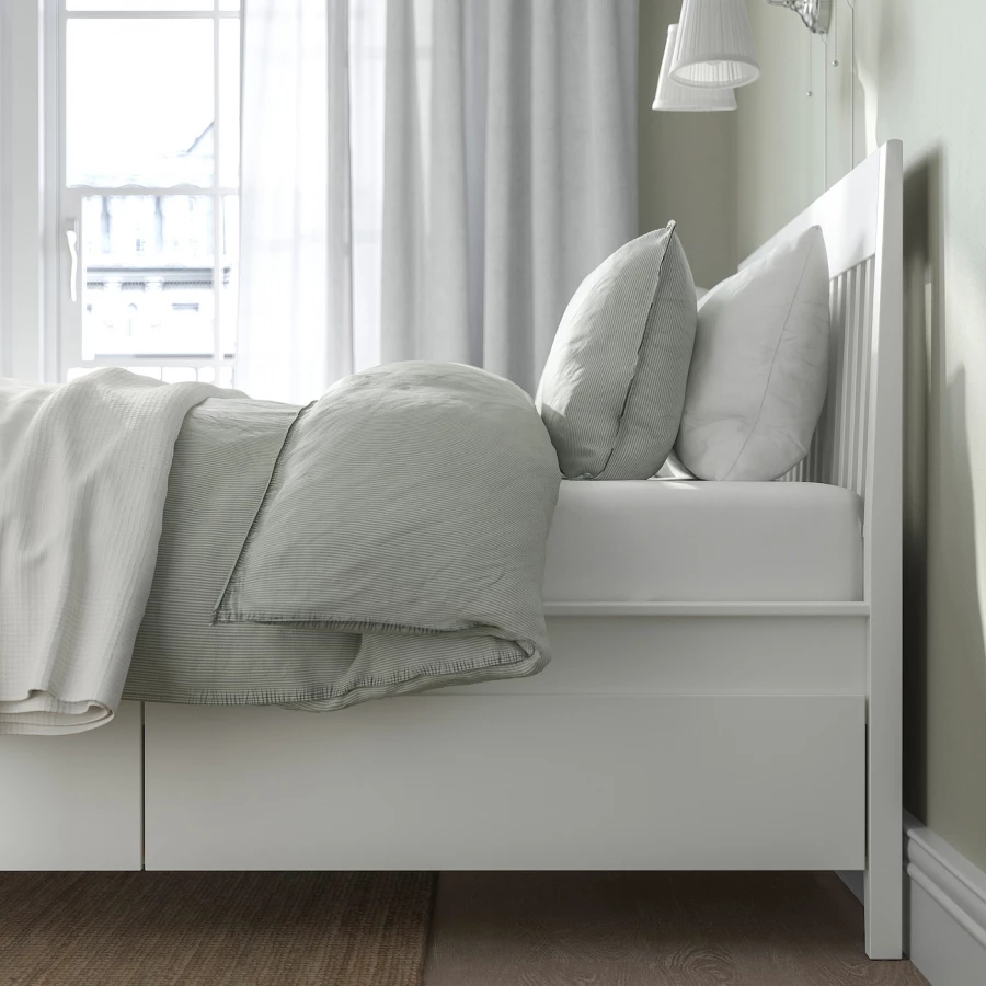 Каркас кровати с выдвижными ящиками - IKEA IDANÄS/IDANAS/LÖNSET/LONSET, 200х160 см, белый, ИДАНЭС/ЛОНСЕТ ИКЕА (изображение №4)