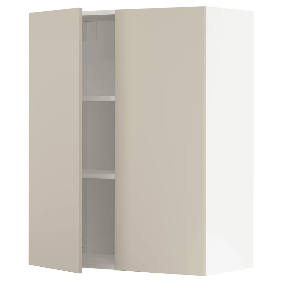 Навесной шкаф с полкой - METOD IKEA/ МЕТОД ИКЕА, 100х80 см,  белый/бежевый (изображение №1)