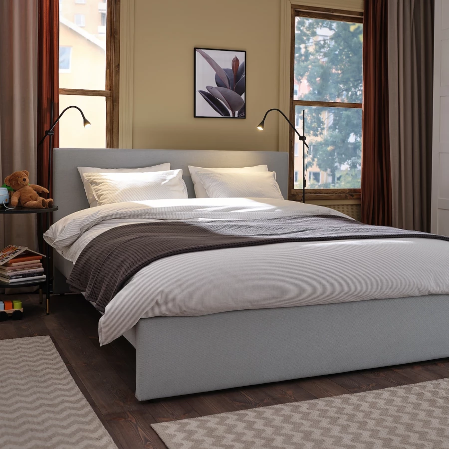 Двуспальная кровать - IKEA GLADSTAD, 200х160 см, светло-серый, ГЛАДСТАД ИКЕА (изображение №3)