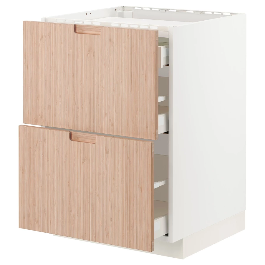Напольный шкаф  - IKEA METOD MAXIMERA, 88x61,6x60см, белый/светло-коричневый, МЕТОД МАКСИМЕРА ИКЕА (изображение №1)