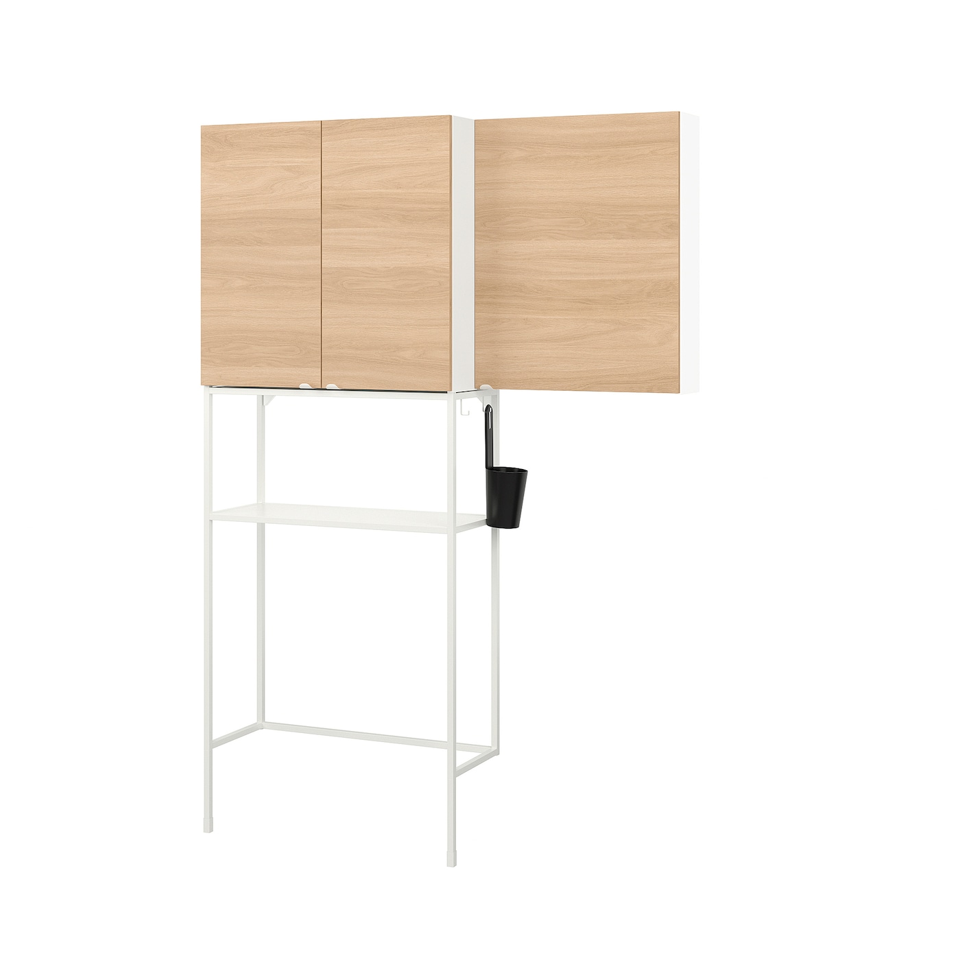 Комбинация шкафов  для прачечной и ванной - ENHET IKEA/ ЭНХЕТ ИКЕА,140x32x204 см, бежевая/белая