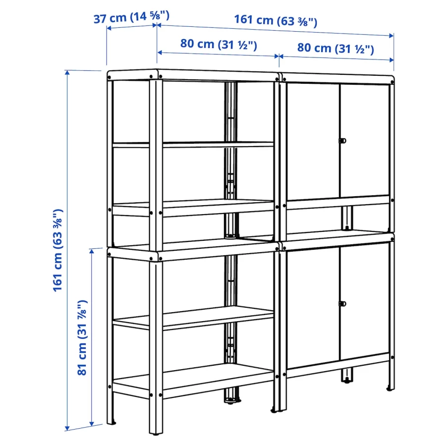Книжный шкаф - KOLBJÖRN / KOLBJORN IKEA/ КОЛЬБЬЕРН ИКЕА,  161х161 см, бежевый (изображение №9)
