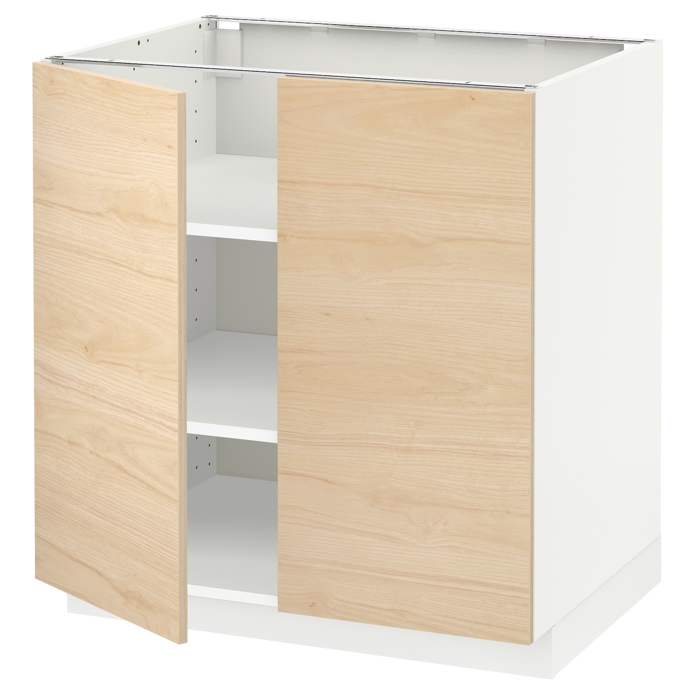 Напольный шкаф - IKEA METOD, 88x62x80см, белый/светлый ясень, МЕТОД ИКЕА