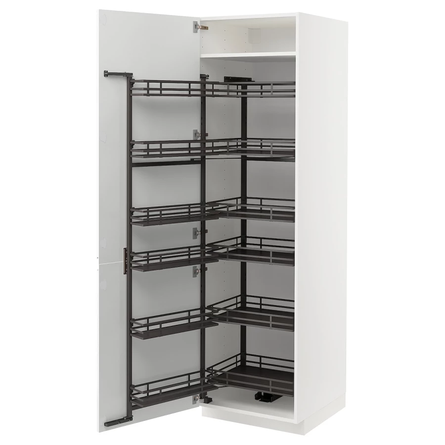 Высокий шкаф с выдвижной кладовой - IKEA METOD/МЕТОД ИКЕА, 60х60х200 см, белый (изображение №1)