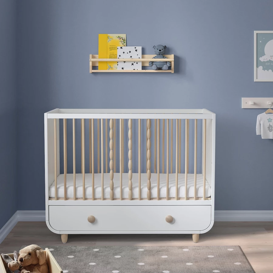 Кровать для новорожденных - IKEA MYLLRA, 60x120 см, белый,  МИЛЛРА ИКЕА (изображение №3)