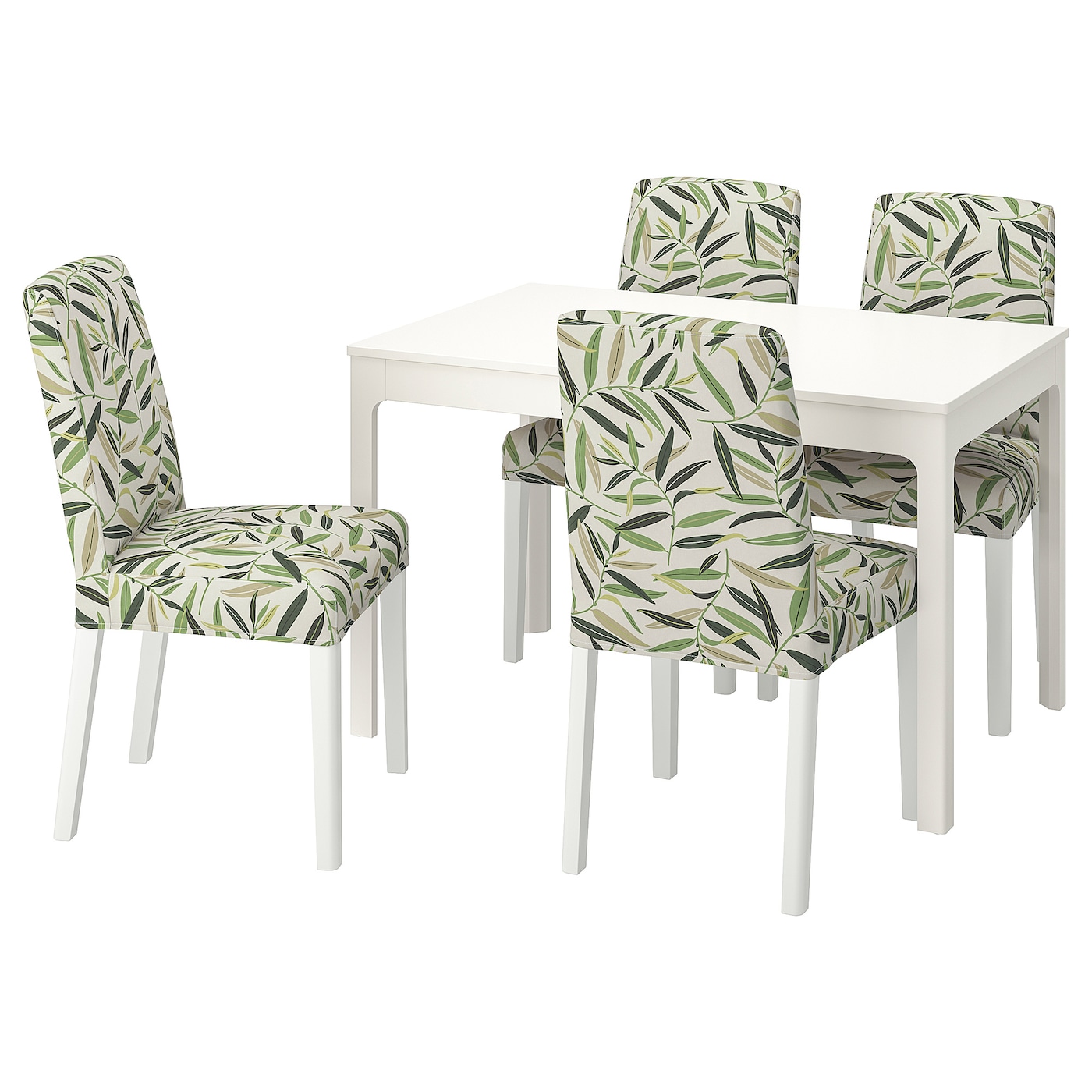 Стол и 4 стула - EKEDALEN / BERGMUND IKEA/ ЭКАДАЛЕН /БЕРГМУНД ИКЕА, 120/180 см, белый/белый с рисунокм