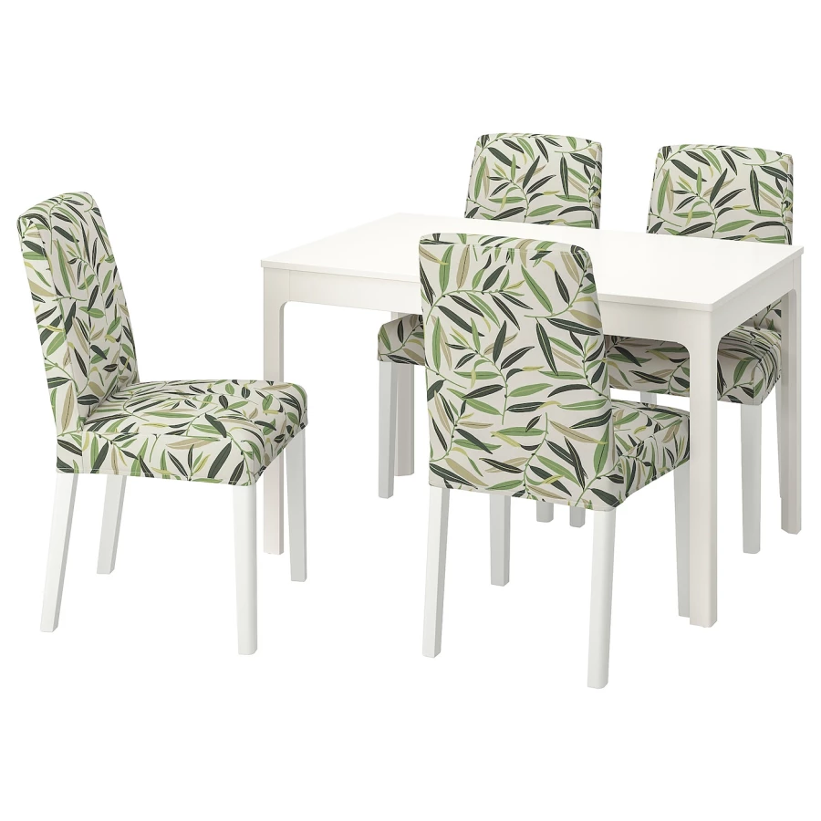 Стол и 4 стула - EKEDALEN / BERGMUND IKEA/ ЭКАДАЛЕН /БЕРГМУНД ИКЕА, 120/180 см, белый/белый с рисунокм (изображение №1)