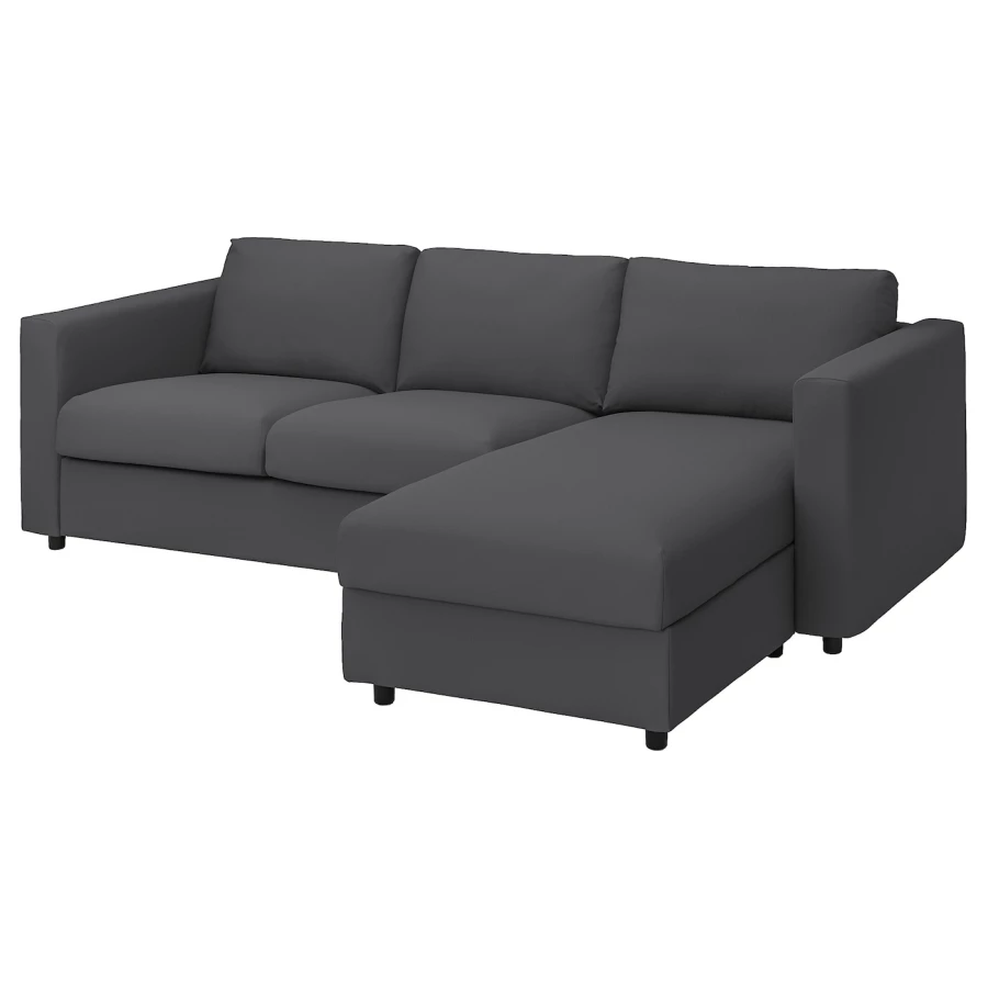 Чехол на 3-местный диван с шезлонгом - KEA VIMLE/ВИМЛЕ ИКЕА, серый (изображение №1)